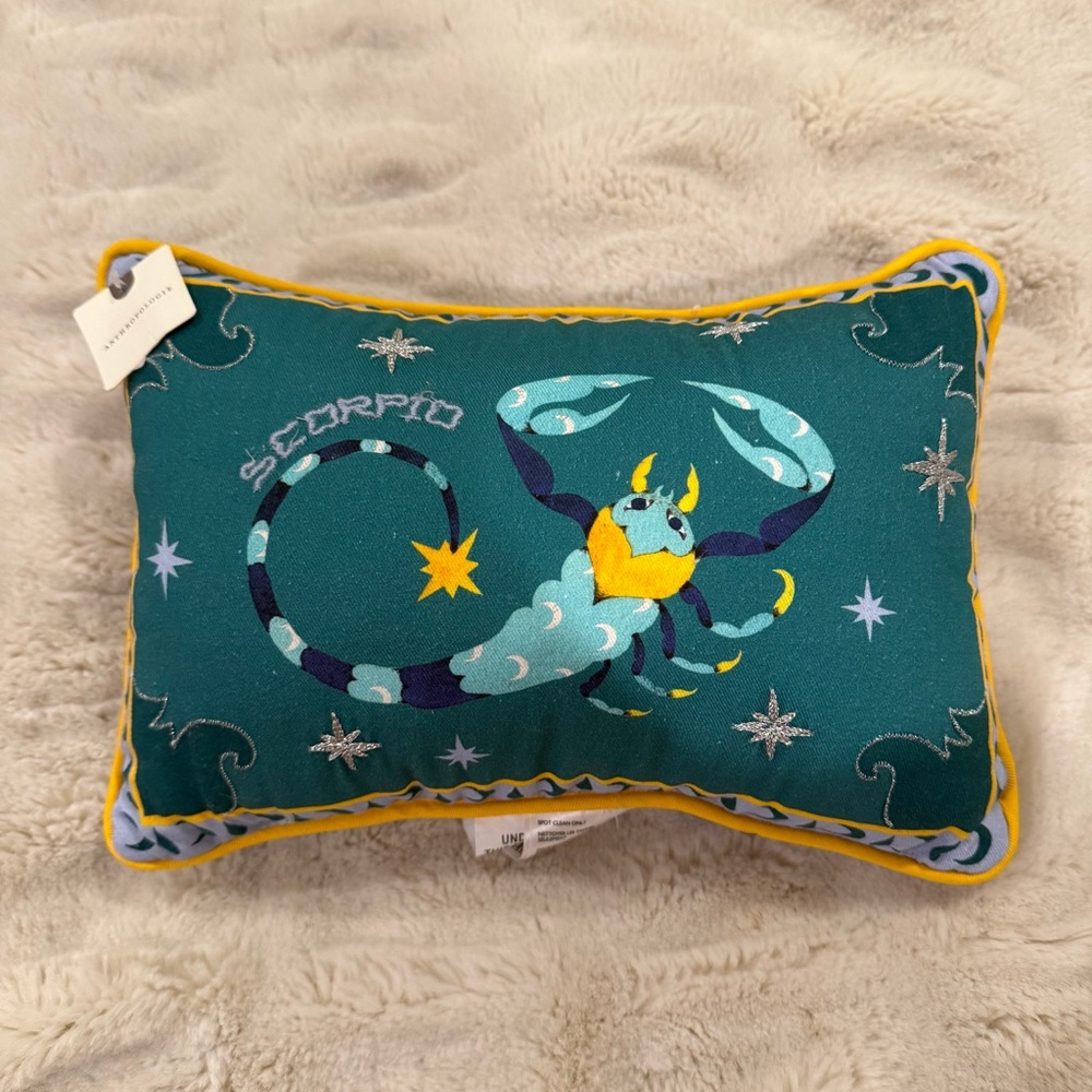Anthropologie Scorpio Zodiac Embroidered Pillow